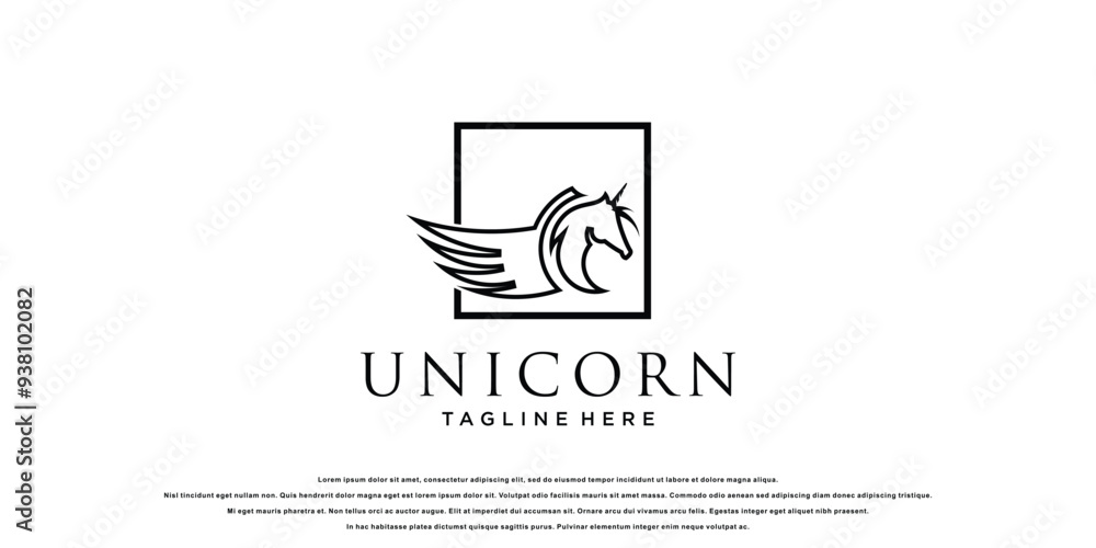 Fototapeta premium Creative unicorn logo design with unique concept premium vector