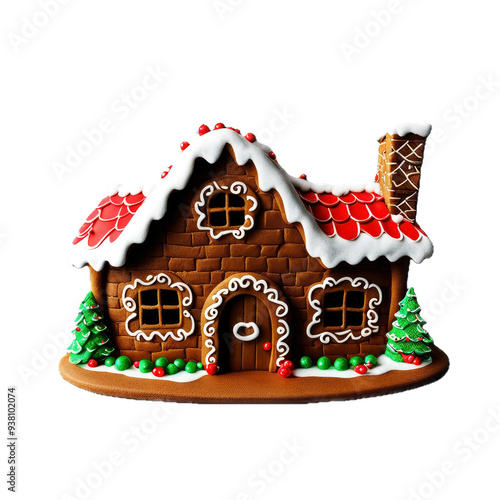 Resin matte gingerbread hovel on transparent background.