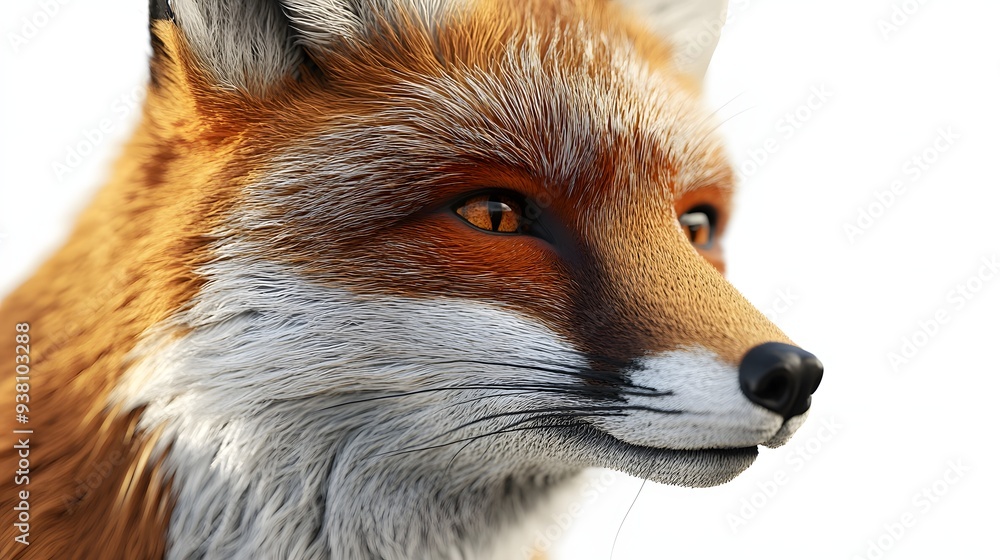 Naklejka premium 105. **A realistic 3D render of a ceramic tile art showcasing a charming fox with detailed tilework and textures, isolated on a white background