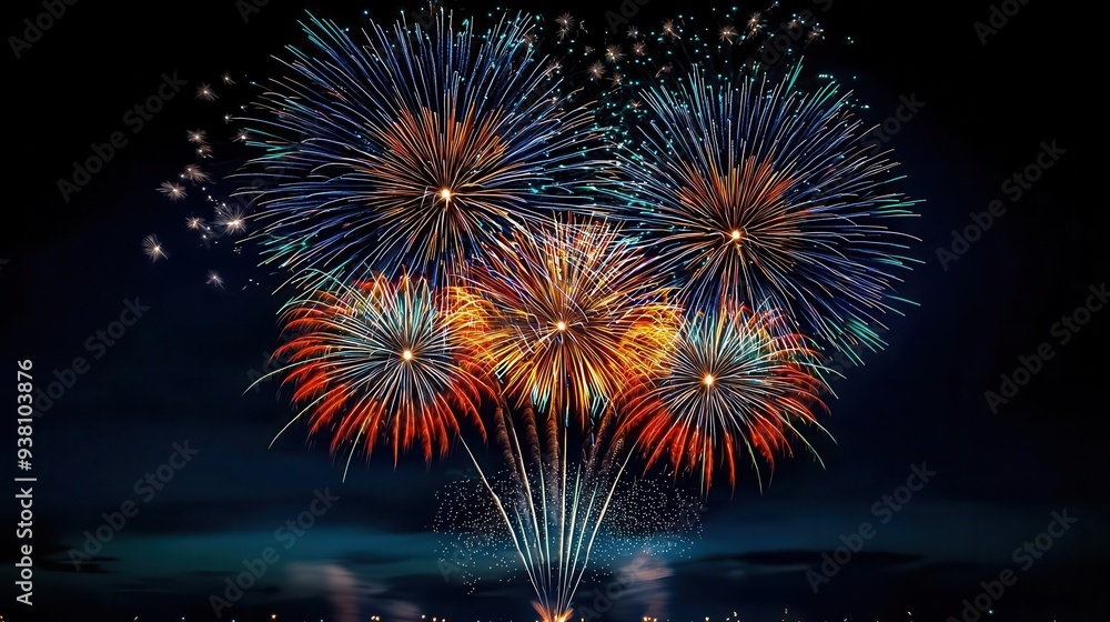 Vibrant display of fireworks lighting up the night sky, showcasing colorful bursts and patterns in a spectacular celebration. Vibrant display of fireworks lighting up the night sky, showcasing colorful bursts and patterns in a spectacular celebration.
