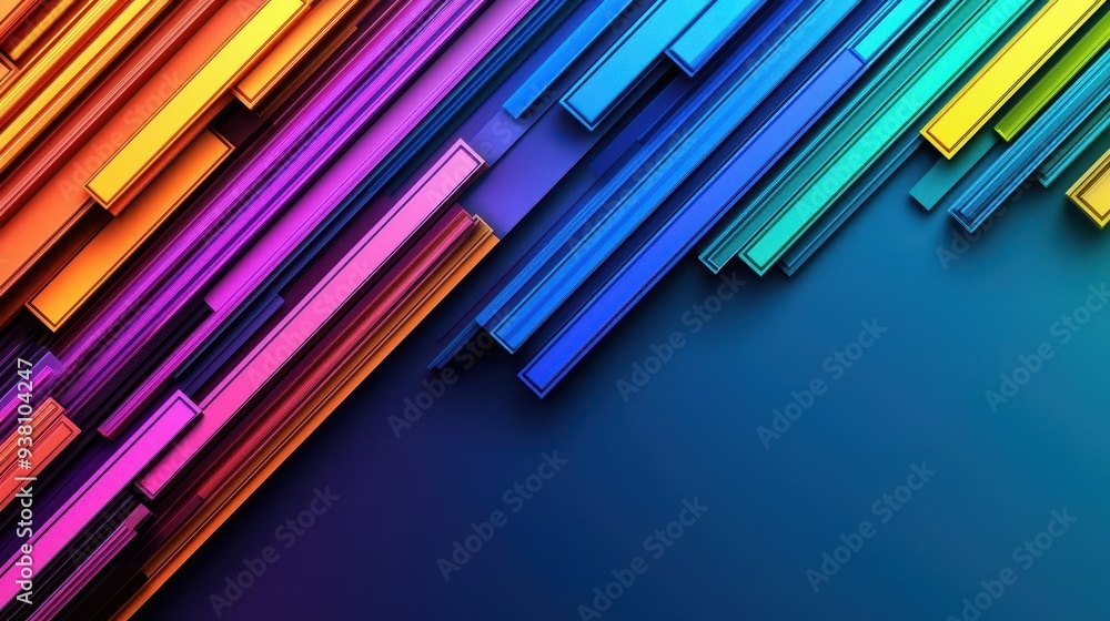 Fototapeta premium Vibrant abstract design featuring colorful stripes that create a dynamic and modern visual effect.