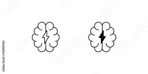 creative brain set icon with white background vector stock illustration