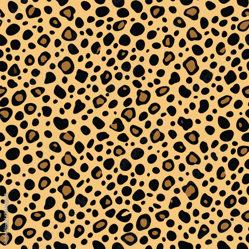 Cheetah skin seamless pattern vector design, animal print background, wild cat fur texture, stylish abstract cheetah spots, repeating pattern for fabric, wallpaper, fashion design