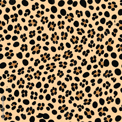 Cheetah skin seamless pattern vector design, animal print background, wild cat fur texture, stylish abstract cheetah spots, repeating pattern for fabric, wallpaper, fashion design