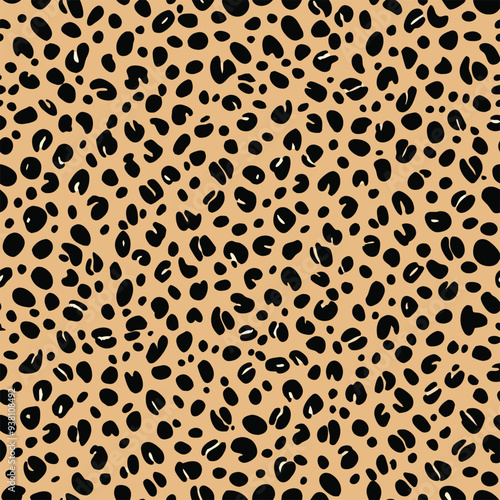 Cheetah skin seamless pattern vector design, animal print background, wild cat fur texture, stylish abstract cheetah spots, repeating pattern for fabric, wallpaper, fashion design