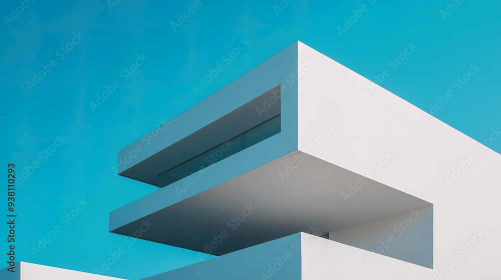 minimalist geometric architecture against clear blue sky, commercial background image minimalist geometric architecture against clear blue sky, commercial background image