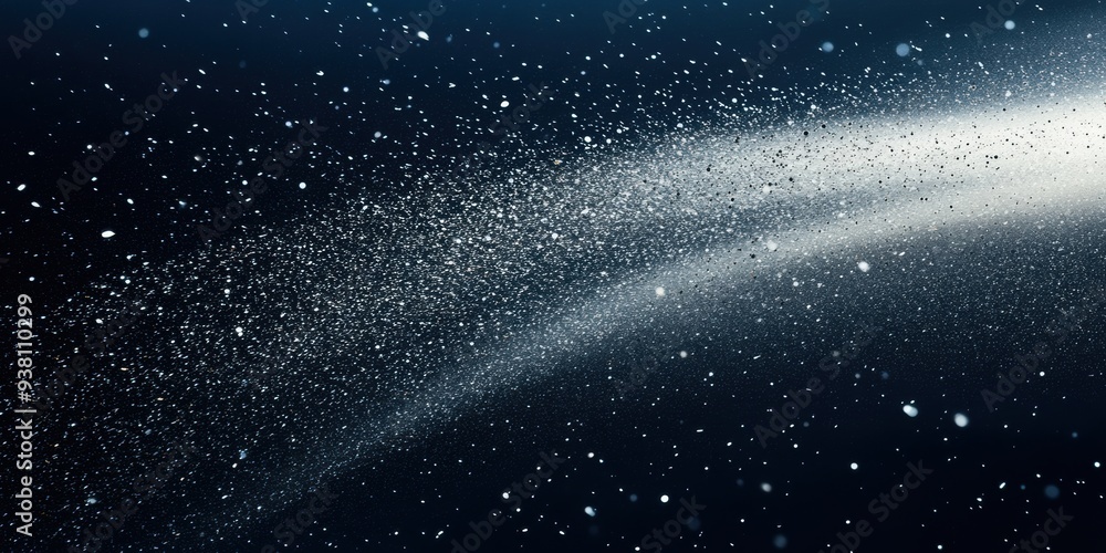 Fototapeta premium Sparkling light particles in dark blue space
