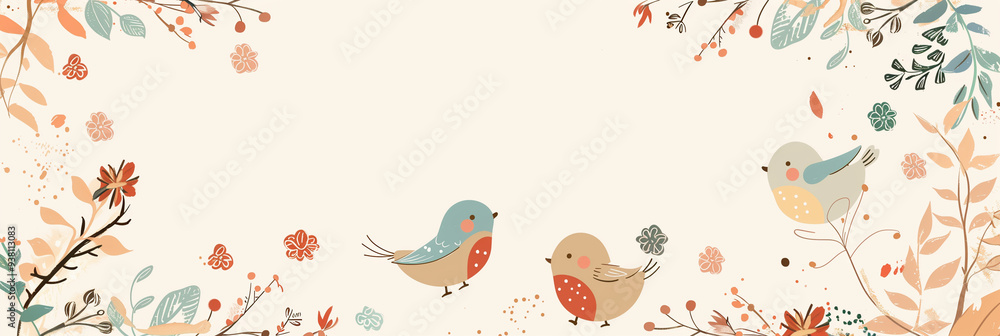cute small birds and flower doodle earth tone colours, space for text, design for children's wallpaper, poster, fabric, clothes, vintage, texture, floral, design, frame, grunge, art, card, pattern, cute small birds and flower doodle earth tone colours, space for text, design for children's wallpaper, poster, fabric, clothes, vintage, texture, floral, design, frame, grunge, art, card, pattern,