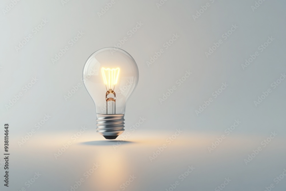 Glowing Light Bulb with Soft Shadow on Wall