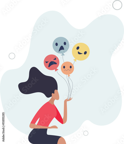 Emotional control and self regulation, stressed management or mental health awareness, feeling and expression concept.flat design with people.