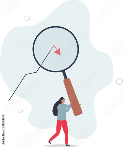 down turn or economic recession, market plunge signal, inflation or interest rate falling down concept.flat design with people.