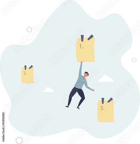 Set work priority, arrange to do list which job to do before and after, task management concept.flat design with people.