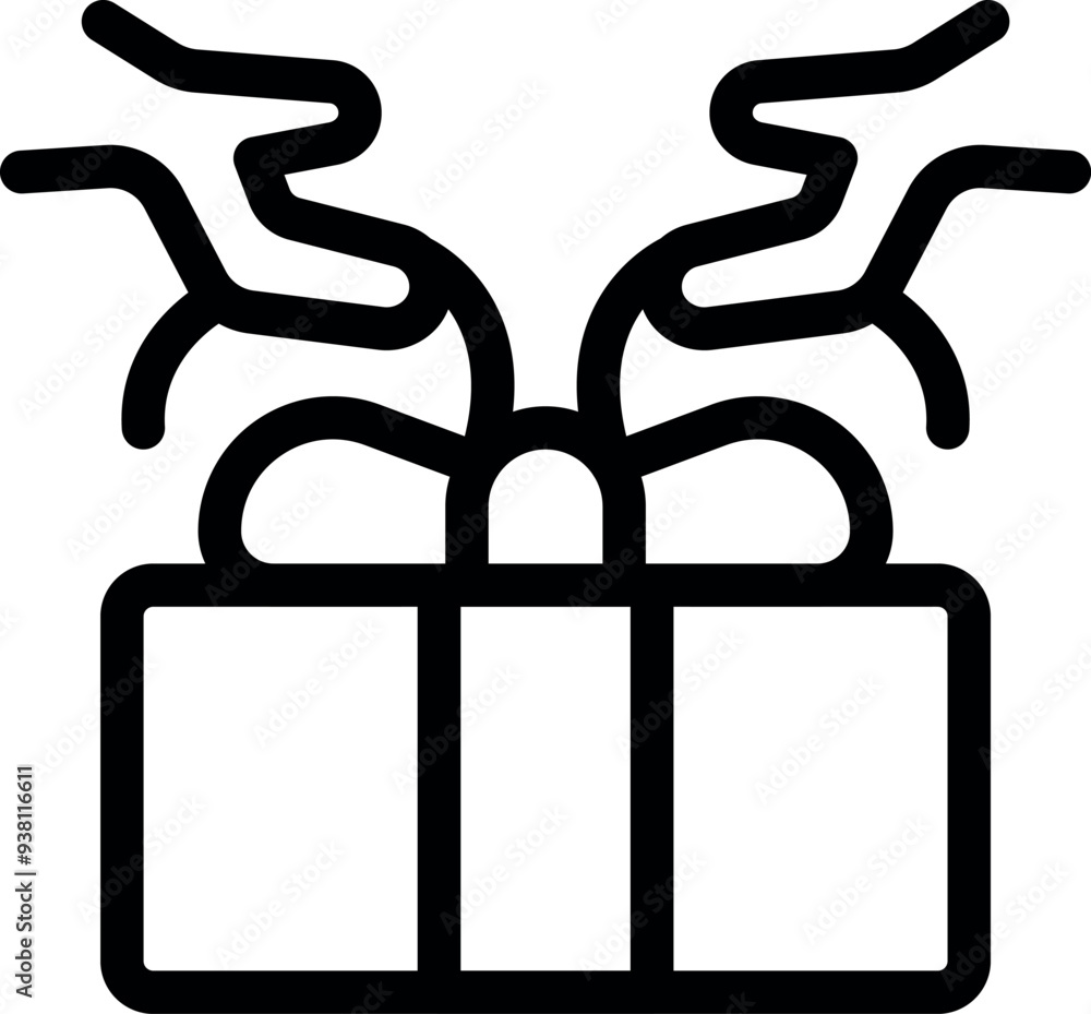 Gift box with ribbon making a bow on top, simple style for apps and websites Gift box with ribbon making a bow on top, simple style for apps and websites