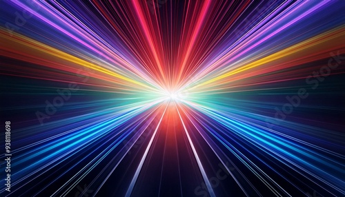 a colorful geometric background with line,Multicolored abstract background with vanishing poin,Abstract image of speed motion on the road,Colorful light burst and laser pointer for a modern photo