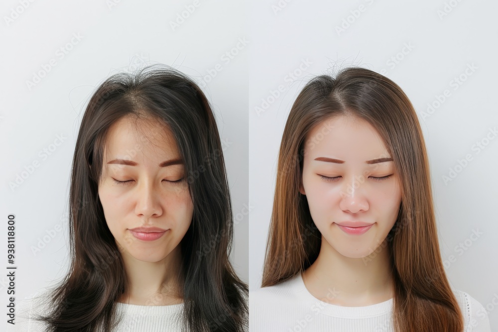 A before and after portrait showcasing the transformative power of skin care. The young woman's skin appears radiant and clear after using the product. A before and after portrait showcasing the transformative power of skin care. The young woman's skin appears radiant and clear after using the product.
