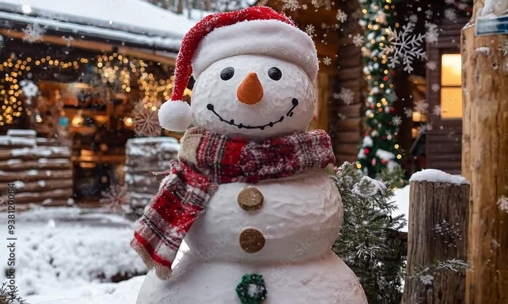 Smiling Snowman in Winter Wonderland Smiling Snowman in Winter Wonderland