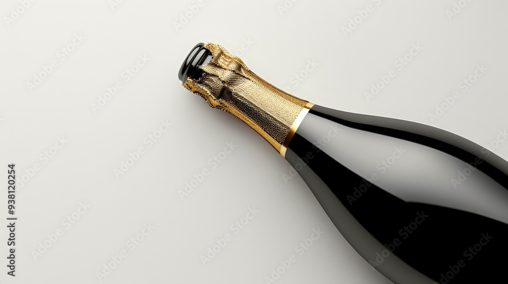 Studio product photo of champagne bottle on simple background