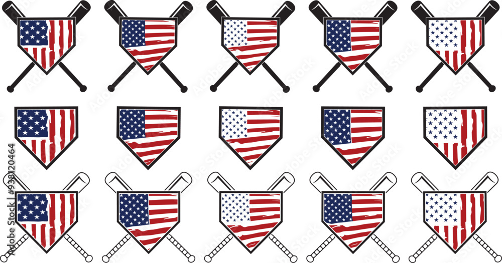 American Flag Softball, Home Plate US Flag, Baseball Cut File American Flag Softball, Home Plate US Flag, Baseball Cut File