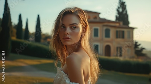 Posh Supermodel in Scenic Italian Villa Luxury Setting