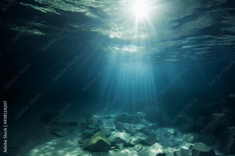 Fototapeta premium Underwater Sunlight: A Mystical View of the Ocean Floor