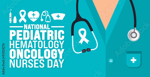 National Pediatric Hematology Oncology Nurses Day background or banner design template. Holiday concept. Template for background, banner, card, poster, placard, design template with unique shapes