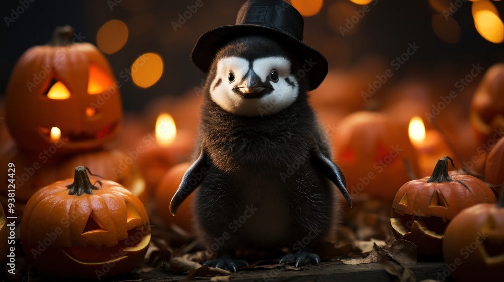 Penguin in Halloween Costume Penguin in Halloween Costume