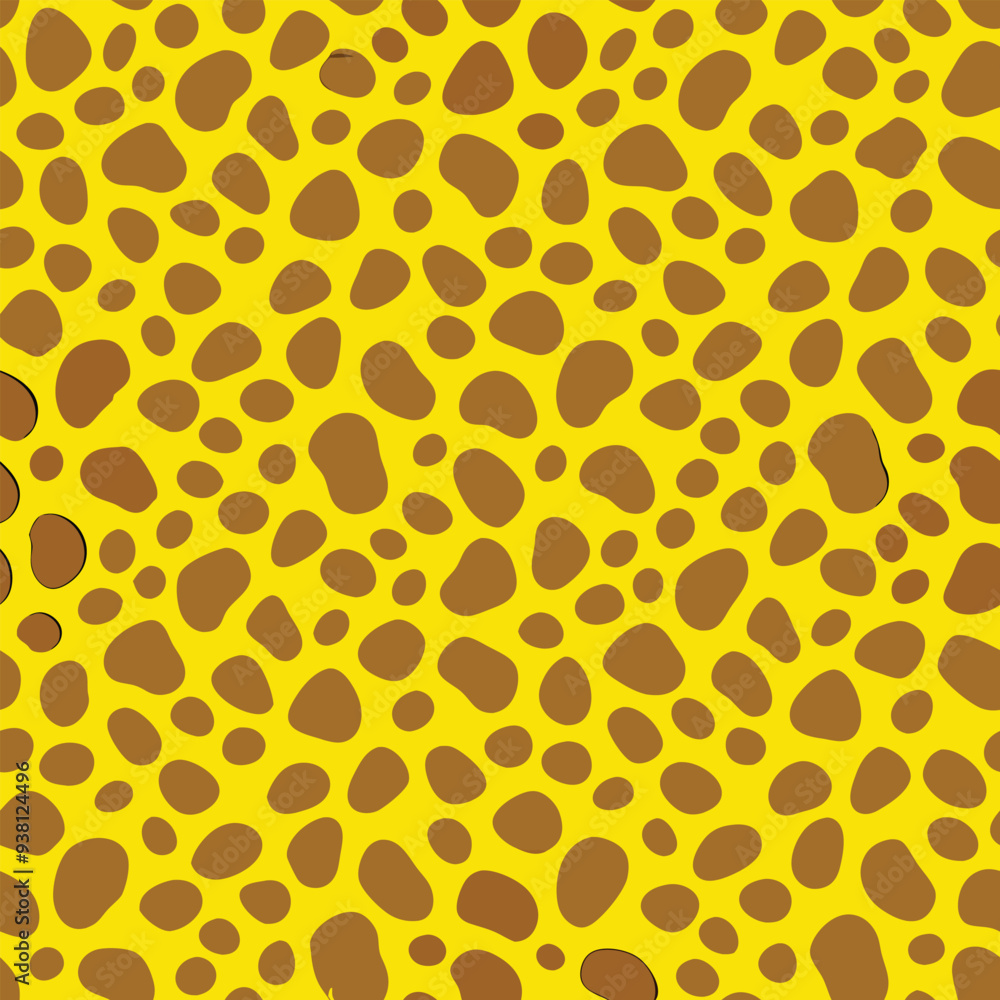 Seamless ocelot skin pattern vector design featuring bold black and brown rosette spots on a golden-tan background, ideal for fashion, textiles, and animal print themes Seamless ocelot skin pattern vector design featuring bold black and brown rosette spots on a golden-tan background, ideal for fashion, textiles, and animal print themes