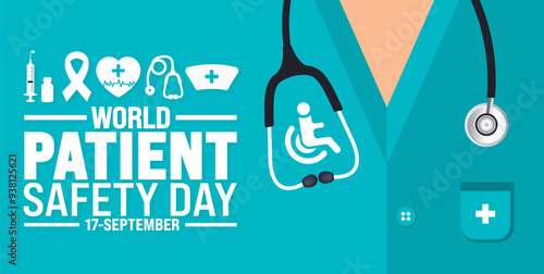 World Patient safety day background or banner design template. Holiday concept. Template for background, banner, card, poster, placard, design template with unique shapes with standard color.