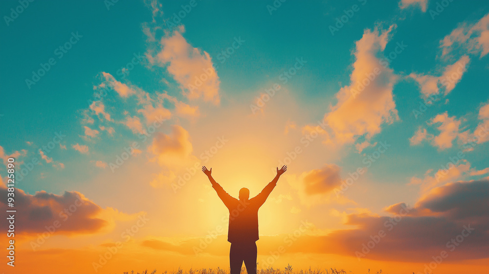 Person Raising Both Hands in a victory Person Raising Both Hands in a victory