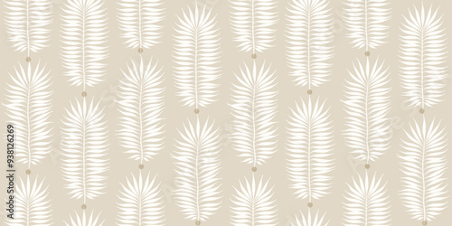 Boho tropical pattern, palm leaves seamless vector background. Exotic plant jungle print. Leaves of palm tree.