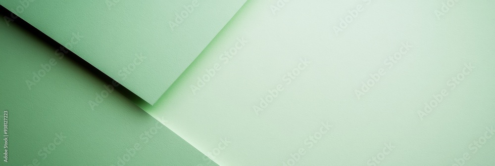 Geometric green shapes overlapping in a modern design setting with soft lighting Geometric green shapes overlapping in a modern design setting with soft lighting