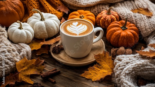 Cozy Autumn Coffee with Pumpkins