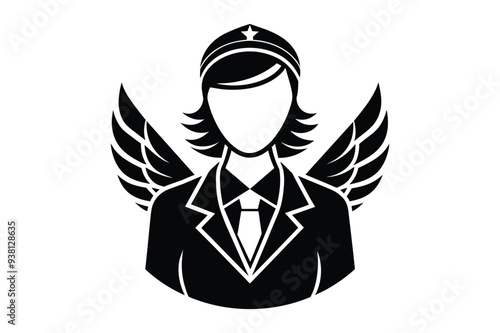 flight attendant icon silhouette on white background