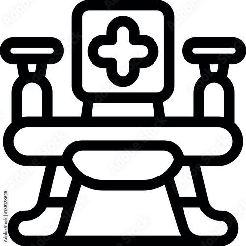 This icon represents a gynecological chair, commonly used for women's health examinations and procedures