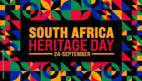 South Africa Heritage Day geometric shape pattern background or banner design template. Holiday concept. Template for background, banner, card, poster, placard, design template with unique shapes.