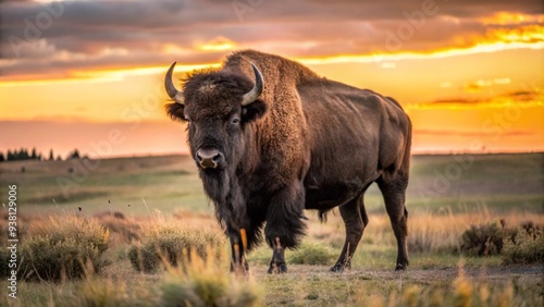 buffalo at sunset