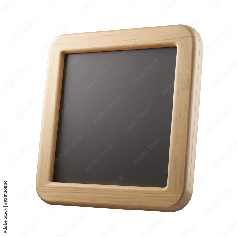3D model of a square blackboard with a smooth wooden frame, ideal for display or educational purposes. Isolated on transparent background, png. 3D model of a square blackboard with a smooth wooden frame, ideal for display or educational purposes. Isolated on transparent background, png.