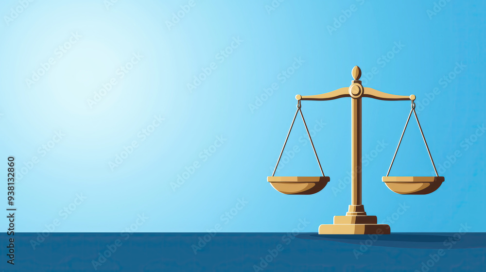 Justice scales with equal symbols on each side, equality before the law, flat design illustration Justice scales with equal symbols on each side, equality before the law, flat design illustration