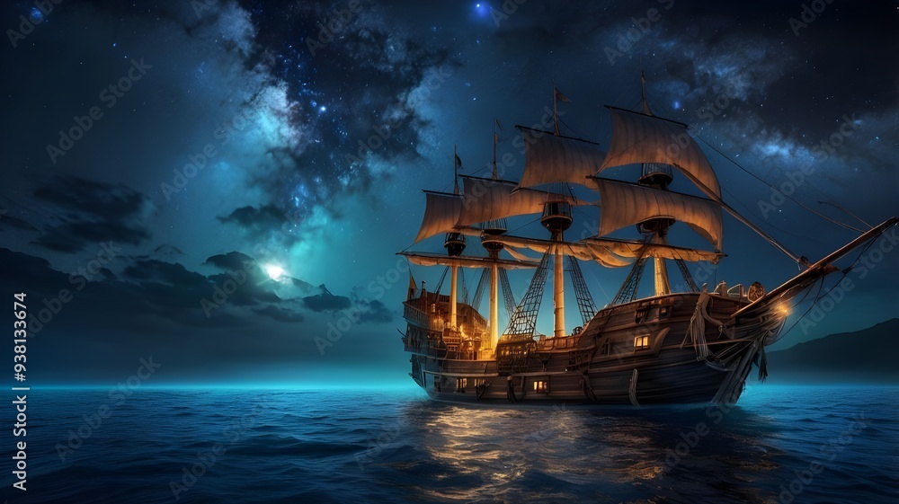Fototapeta premium pirate ship in the ocean