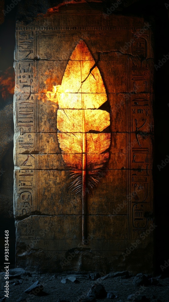 Feather of Ma'at Desert Tomb Ancient Egyptian Religion Spiritual Symbol Feather of Ma'at Desert Tomb Ancient Egyptian Religion Spiritual Symbol
