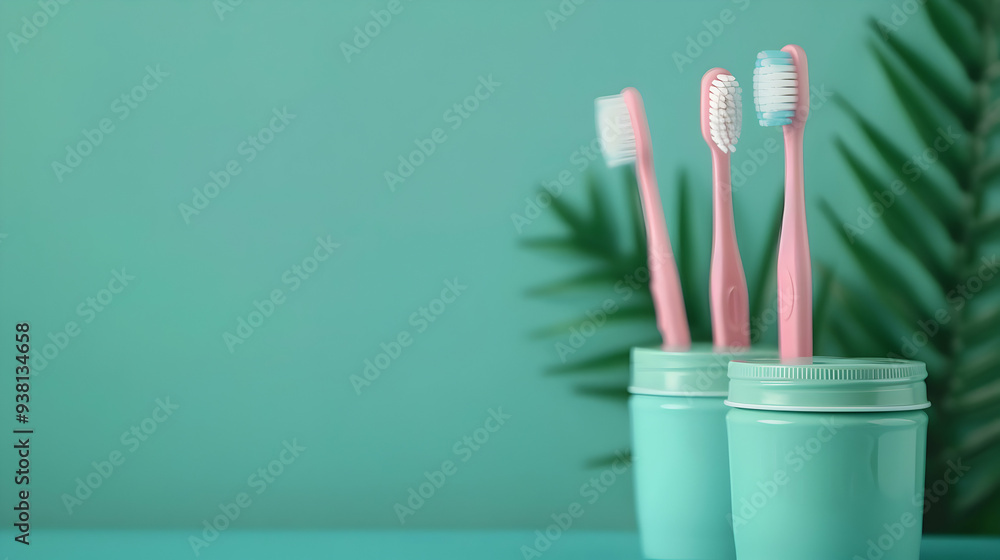Blue Table Topped With Toothbrushes And Other Blue Table Topped With Toothbrushes And Other
