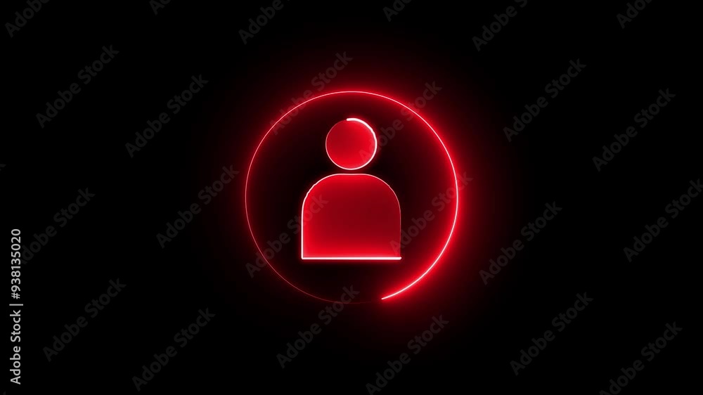 Glolowing neon contact icon animation black background. usar name, Glolowing neon contact icon animation black background. usar name,