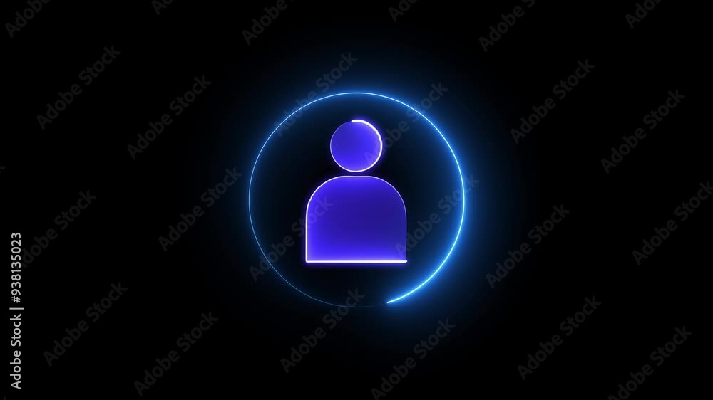 Glolowing neon contact icon animation black background. usar name, Glolowing neon contact icon animation black background. usar name,