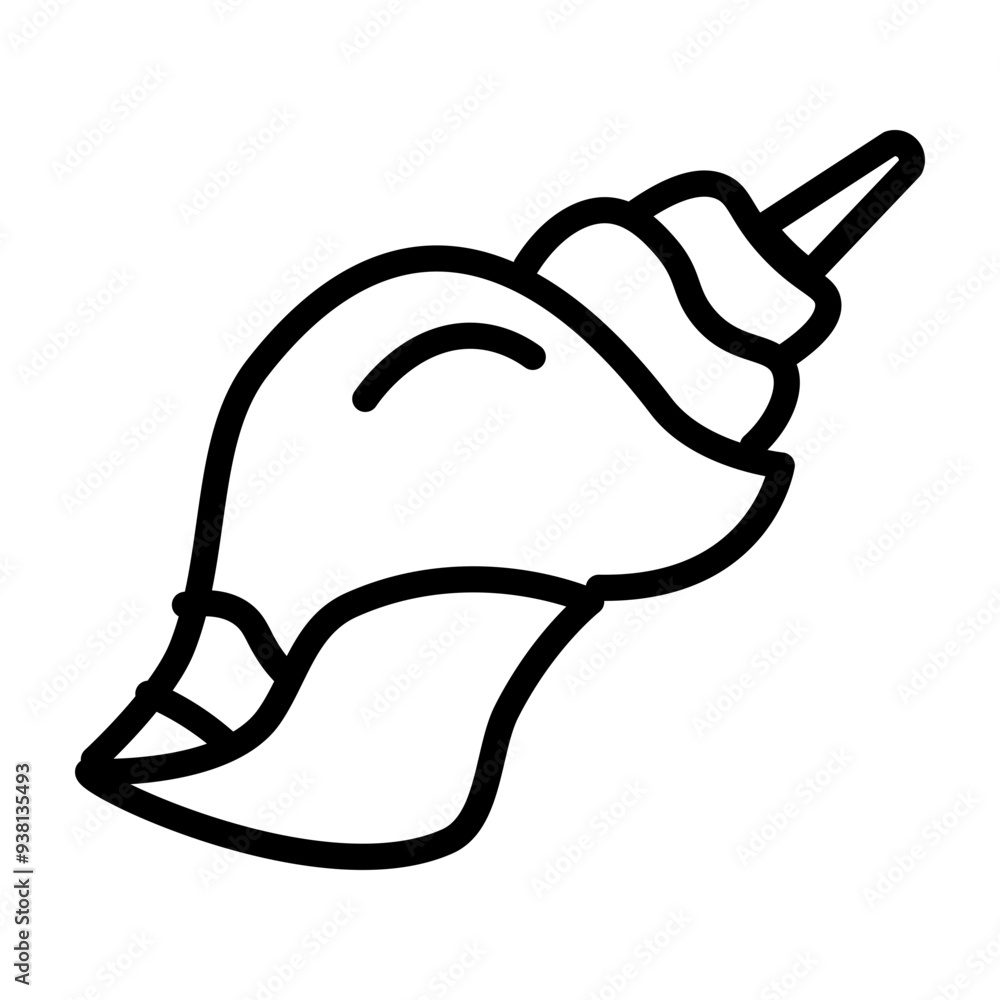 Shankh (Conch) Vector Line Icon Design Shankh (Conch) Vector Line Icon Design