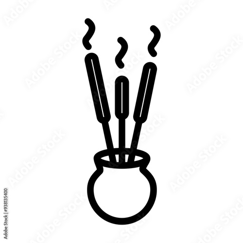 Agarbatti (Incense) Vector Line Icon Design