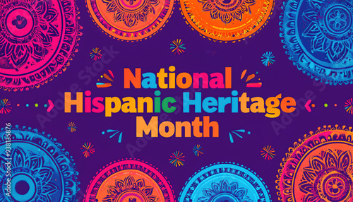 New style layout of Hispanic Heritage Month banner, card design in vector illustration with National Hispanic Heritage Month, September15.	 photo