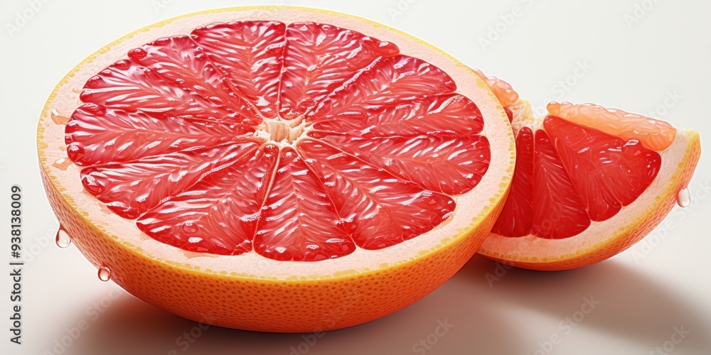 Close-Up of Freshly Sliced Grapefruit with Juicy Segments