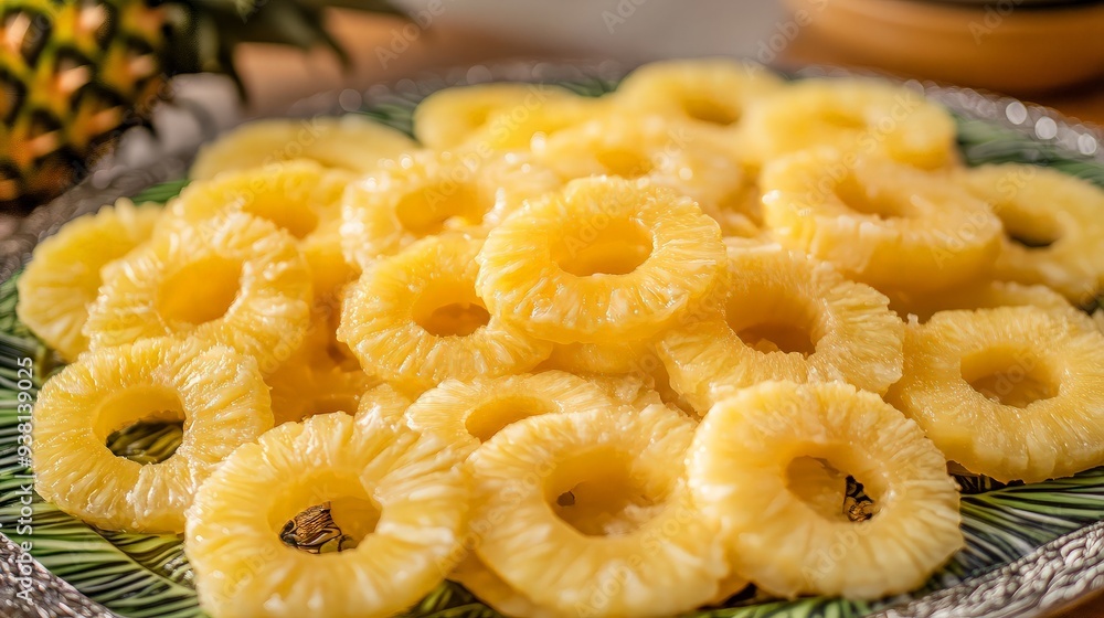 Close-up of Freshly Sliced Pineapple Rings Close-up of Freshly Sliced Pineapple Rings