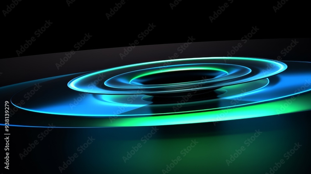 Abstract Blue and Green Geometric Shapes on Black Background Abstract Blue and Green Geometric Shapes on Black Background