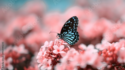 Obraz na płótnie Butterfly Sitting Pink Flower